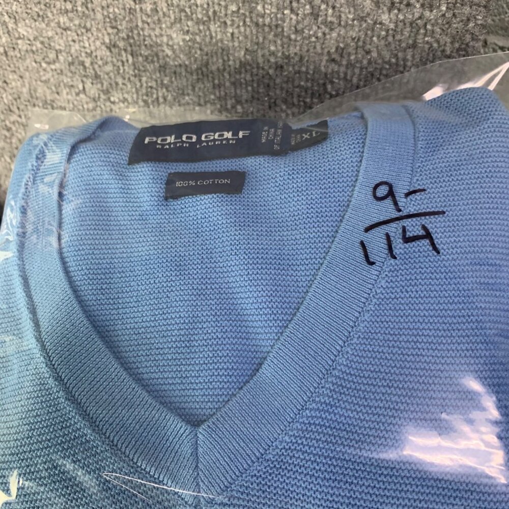 Vintage Polo Golf Ralph‎ Lauren Sweater Vest Men's Sz XL Blue 100% Cotton Cable - Picture 8 of 8